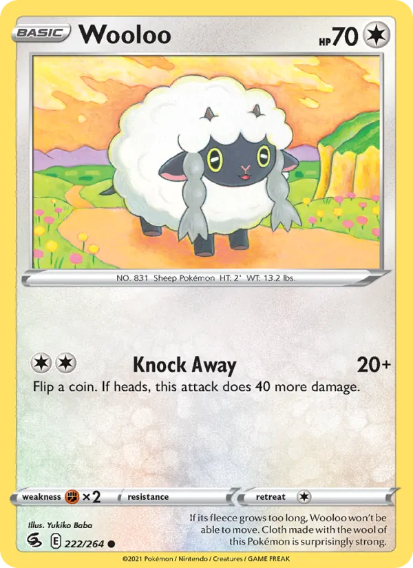 Wooloo Reverse Holo 222/264 Fusion Strike Pokémon Card