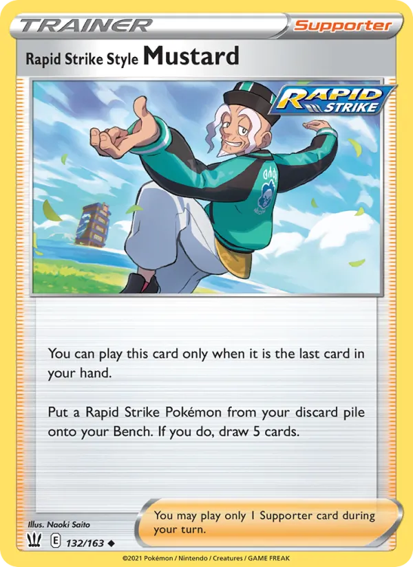 Rapid Strike Style Mustard Reverse Holo 132/163 Battle Styles Pokémon Card