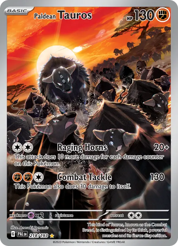 Paldean Tauros Holo 218/193 Paldea Evolved Pokémon Card