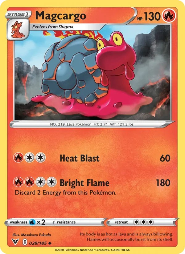 Magcargo Reverse Holo 028/185 Vivid Voltage Pokémon Card