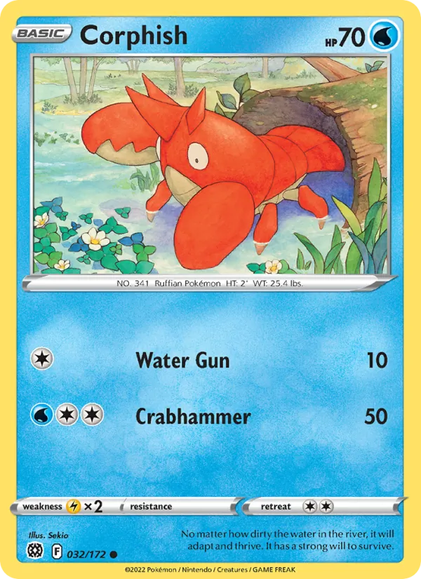 Corphish Reverse Holo 032/172 Brilliant Stars Pokémon Card