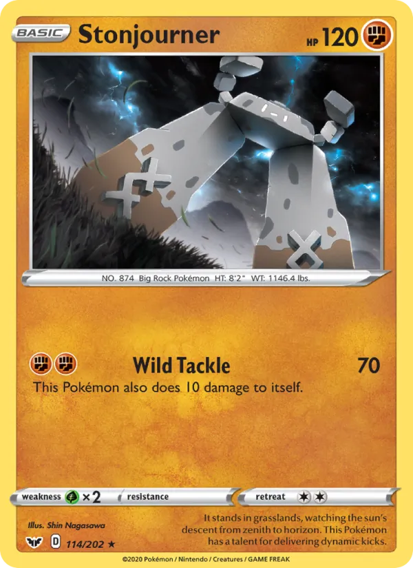 Stonjourner Reverse Holo 114/202 Sword & Shield Pokémon Card