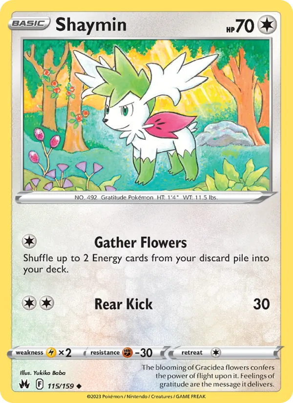 Shaymin Reverse Holo 115/159 Crown Zenith Pokémon Card
