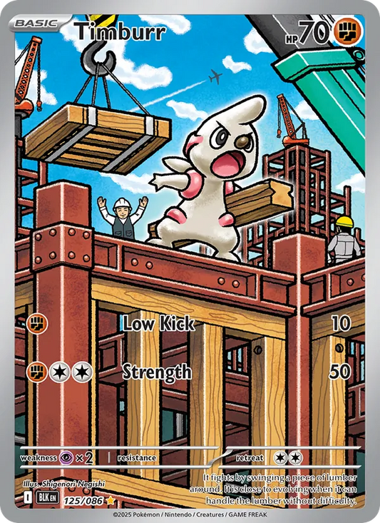 Timburr Holo 125/86 Black Bolt Pokémon Card