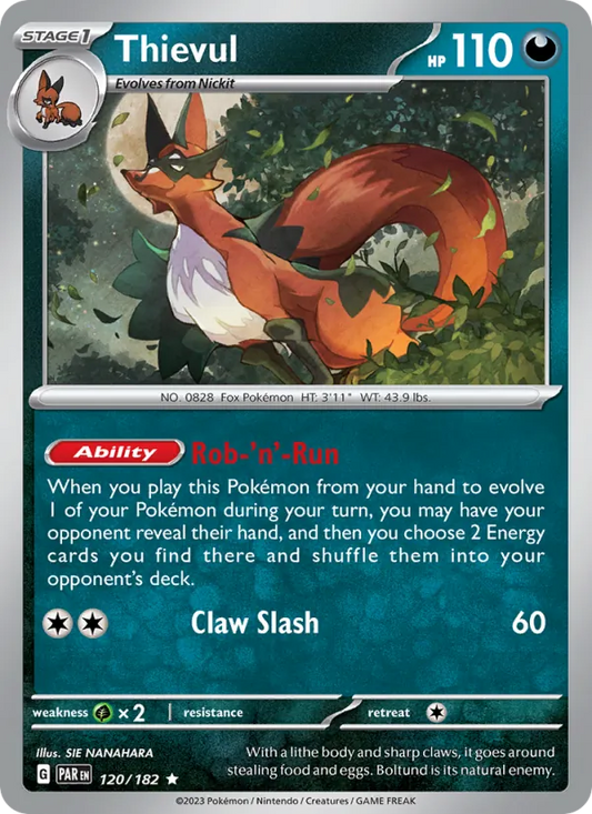Thievul Holo 120/182 Paradox Rift Pokémon Card