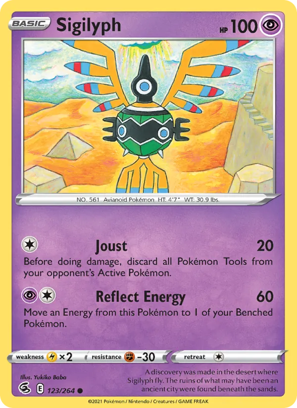 Sigilyph Reverse Holo 123/264 Fusion Strike Pokémon Card