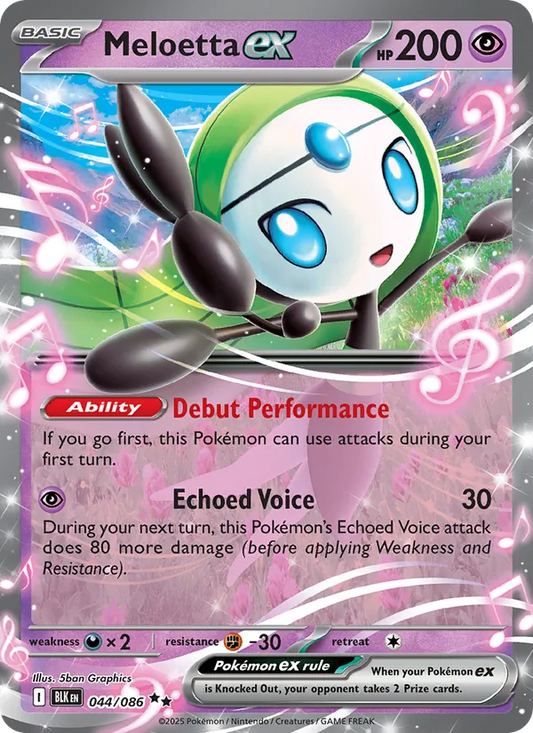 Meloetta ex Holo 044/86 Black Bolt Pokémon Card