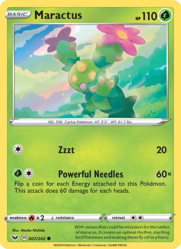 Maractus Reverse Holo 007/202 Sword & Shield Pokémon Card