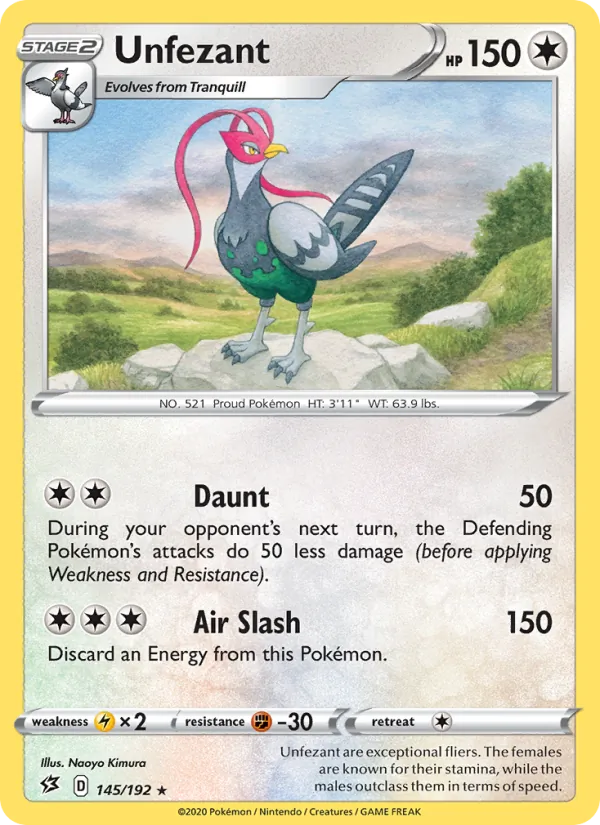 Unfezant Reverse Holo 145/192 Rebel Clash Pokémon Card