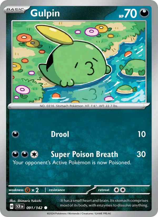 Gulpin Reverse Holo 091/142 Stellar Crown Pokémon Card