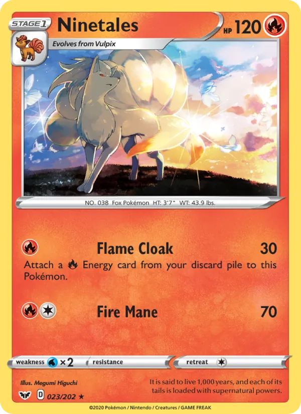 Ninetales Reverse Holo 023/202 Sword & Shield Pokémon Card