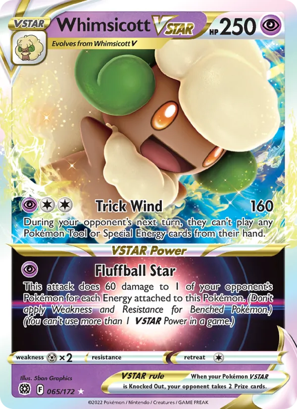 Whimsicott VSTAR Holo 065/172 Brilliant Stars Pokémon Card