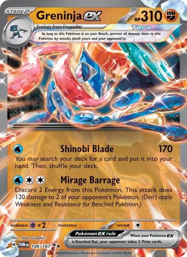 Greninja ex Holo 106/167 Twilight Masquerade Pokémon Card