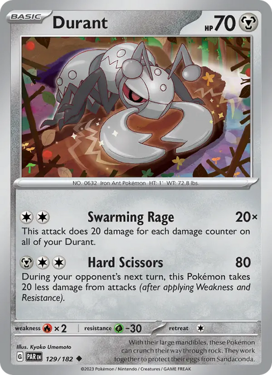 Durant Reverse Holo 129/182 Paradox Rift Pokémon Card