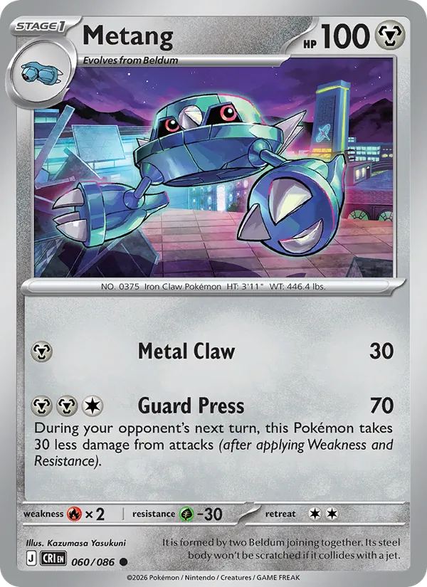 Metang Non-Holo 060/86 Chaos Rising Pokémon Card