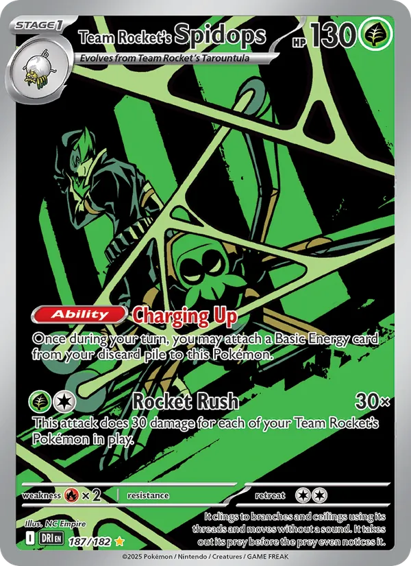 Team Rocket's Spidops Holo 187/182 Destined Rivals Pokémon Card