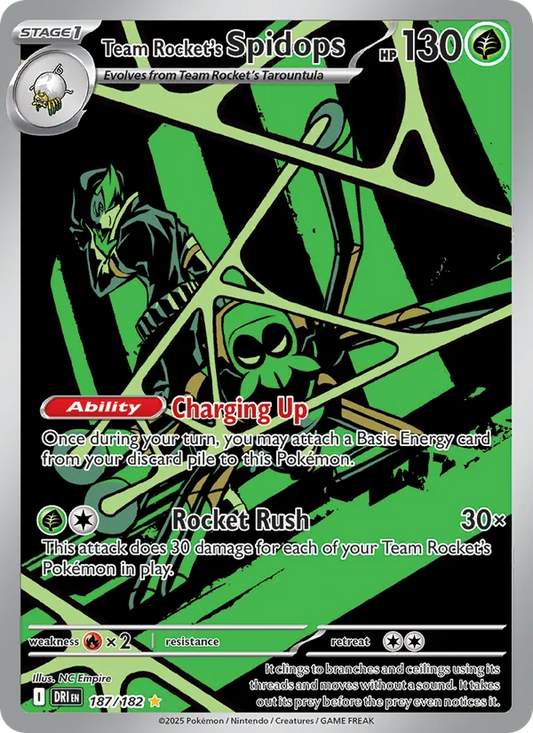 Team Rocket's Spidops Holo 187/182 Destined Rivals Pokémon Card