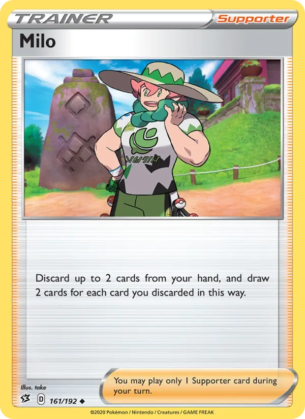 Milo Reverse Holo 161/192 Rebel Clash Pokémon Card