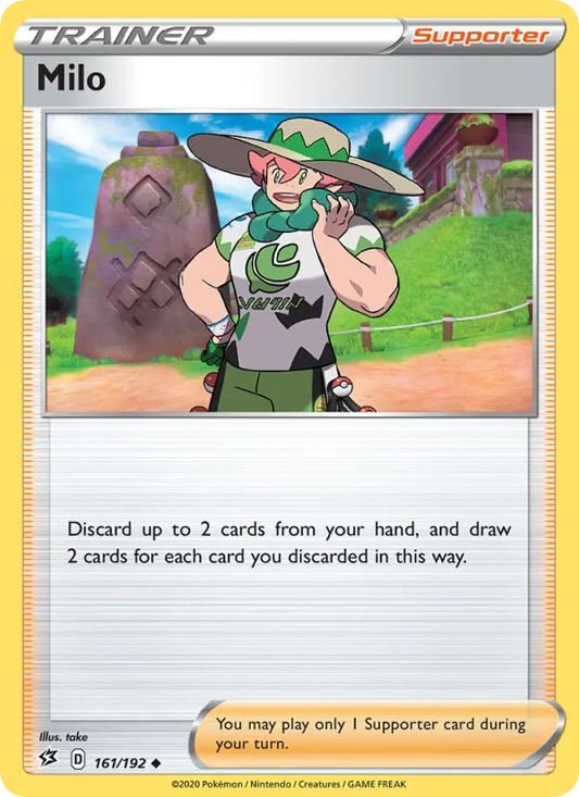 Milo Reverse Holo 161/192 Rebel Clash Pokémon Card