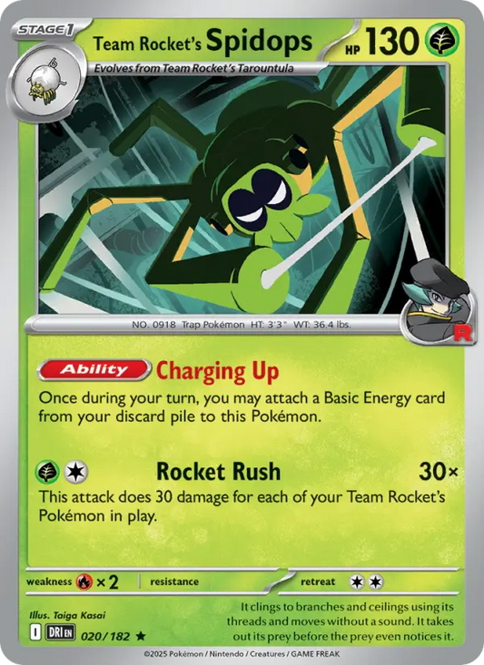 Team Rocket's Spidops Reverse Holo 020/182 Destined Rivals Pokémon Card