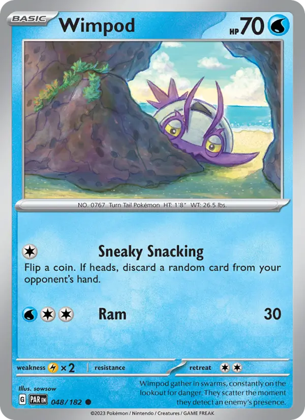 Wimpod Reverse Holo 048/182 Paradox Rift Pokémon Card