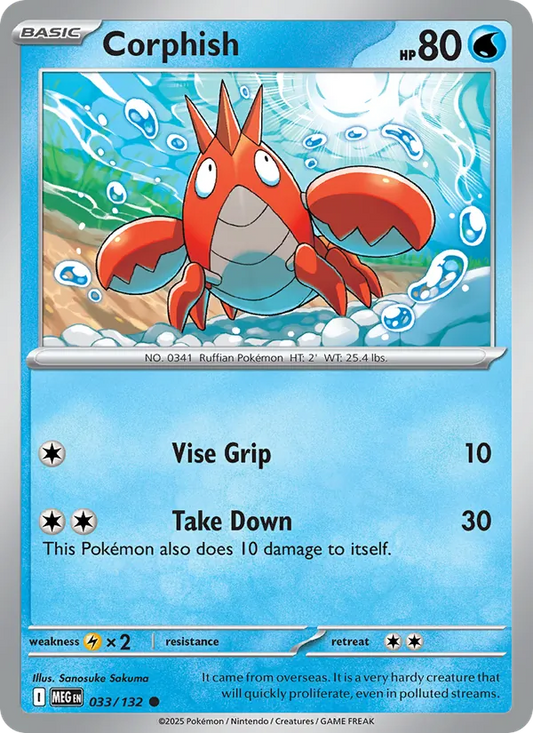 Corphish Normal 033/132 Mega Evolution Pokémon Card