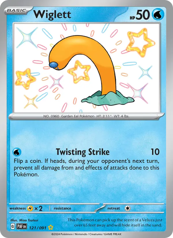 Wiglett Holo 121/91 Paldean Fates Pokémon Card