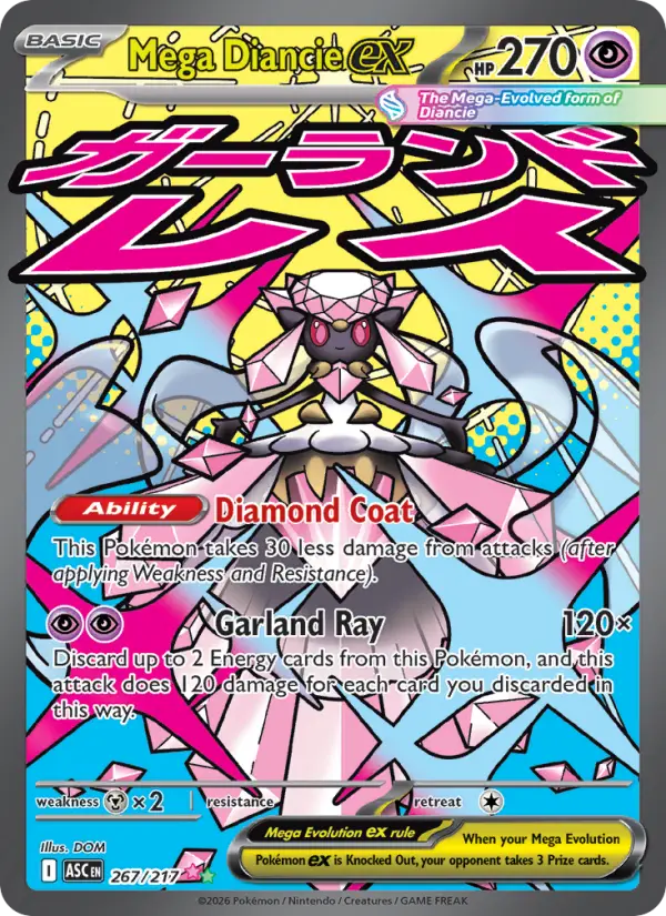 Mega Diancie ex Holo 267/217 Ascended Heroes Pokémon Card