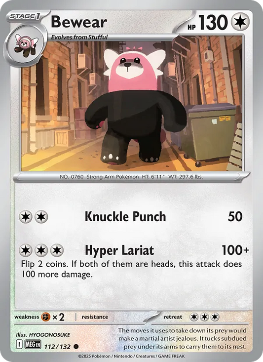 Bewear Normal 112/132 Mega Evolution Pokémon Card