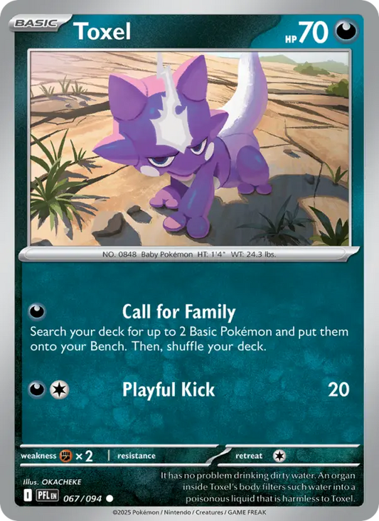 Toxel Reverse Holo 067/94 Phantasmal Flames Pokémon Card