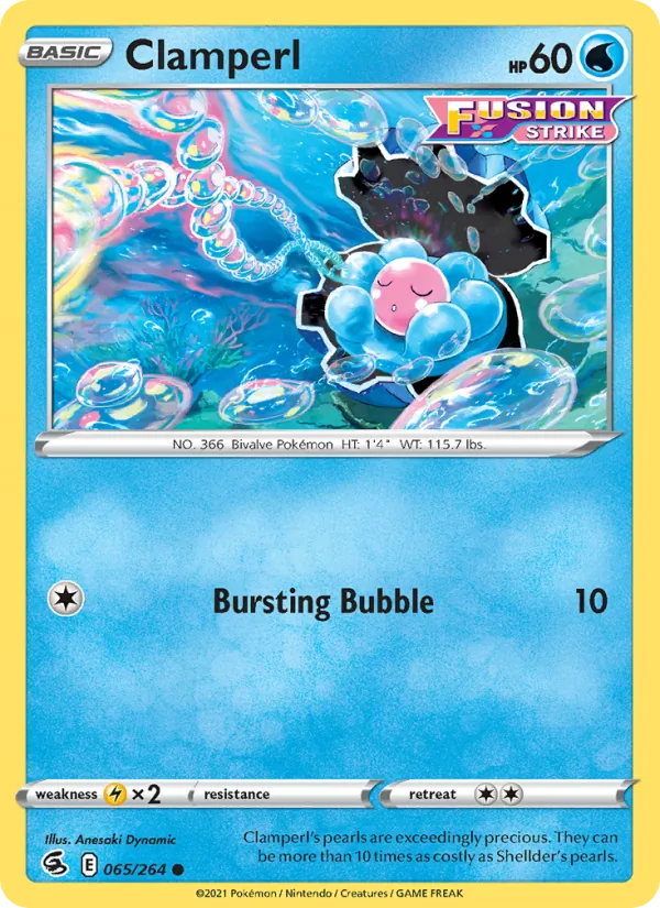 Clamperl Reverse Holo 065/264 Fusion Strike Pokémon Card