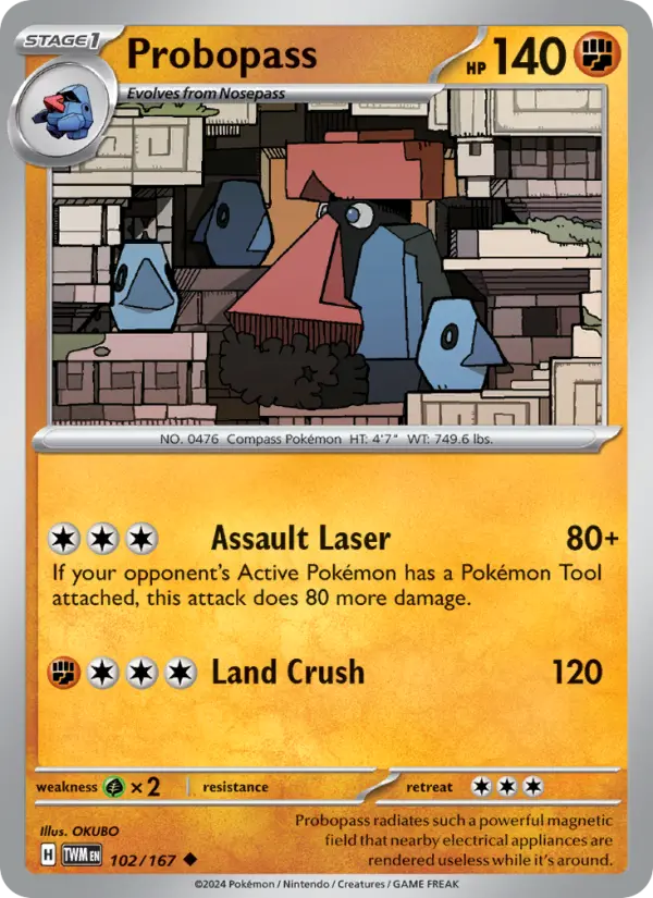 Probopass Reverse Holo 102/167 Twilight Masquerade Pokémon Card