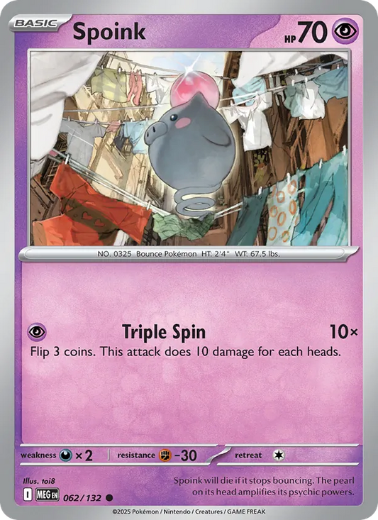 Spoink Normal 062/132 Mega Evolution Pokémon Card