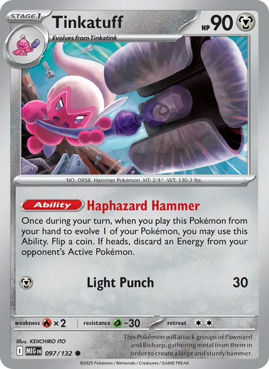 Tinkatuff Reverse Holo 097/132 Mega Evolution Pokémon Card