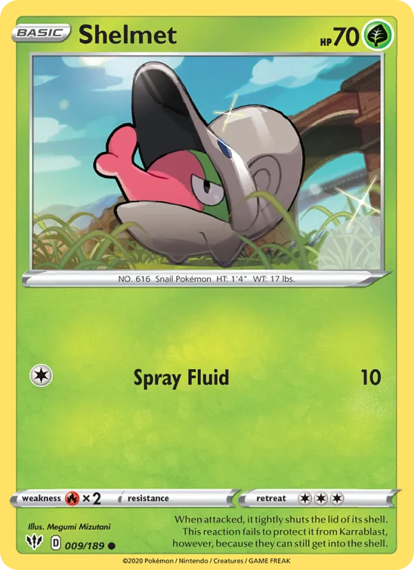 Shelmet Reverse Holo 009/189 Darkness Ablaze Pokémon Card