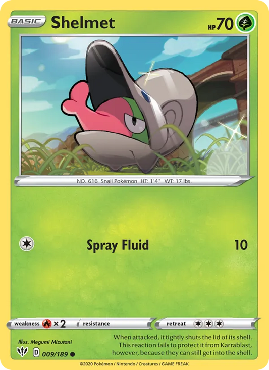 Shelmet Reverse Holo 009/189 Darkness Ablaze Pokémon Card