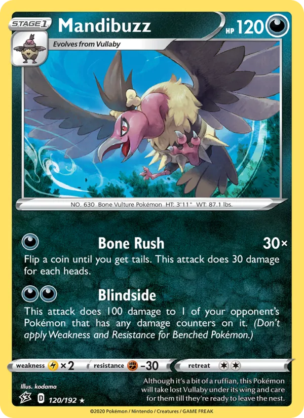 Mandibuzz Reverse Holo 120/192 Rebel Clash Pokémon Card