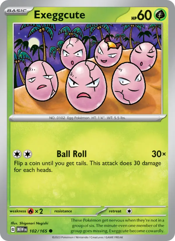 Exeggcute Reverse Holo 102/165 151 Pokémon Card