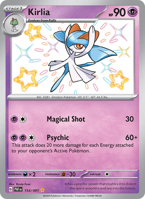 Kirlia Holo 154/91 Paldean Fates Pokémon Card