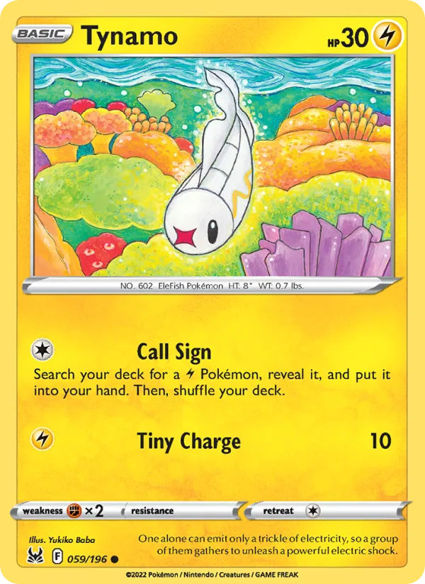 Tynamo Reverse Holo 059/196 Lost Origin Pokémon Card