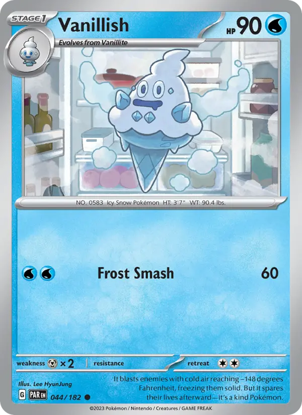 Vanillish Reverse Holo 044/182 Paradox Rift Pokémon Card
