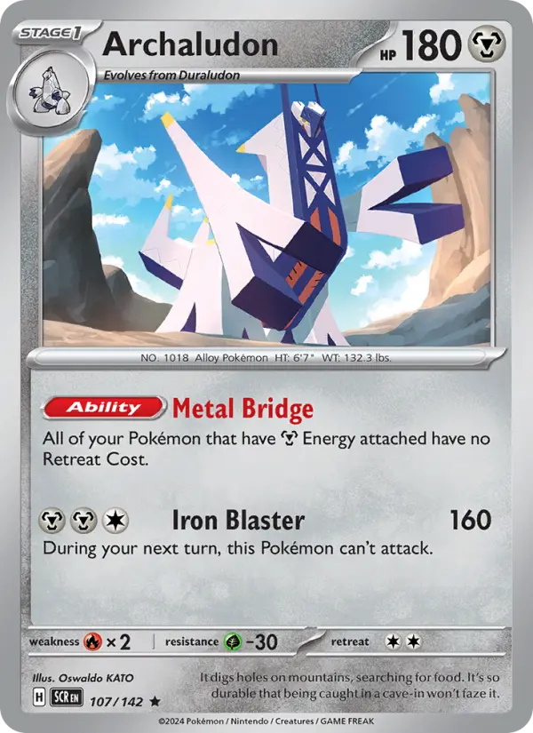Archaludon Reverse Holo 107/142 Stellar Crown Pokémon Card