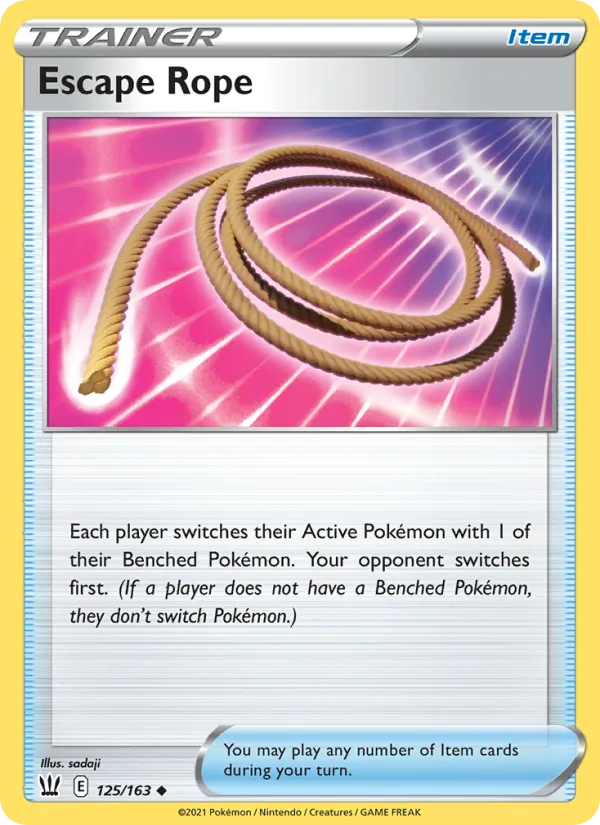 Escape Rope Reverse Holo 125/163 Battle Styles Pokémon Card