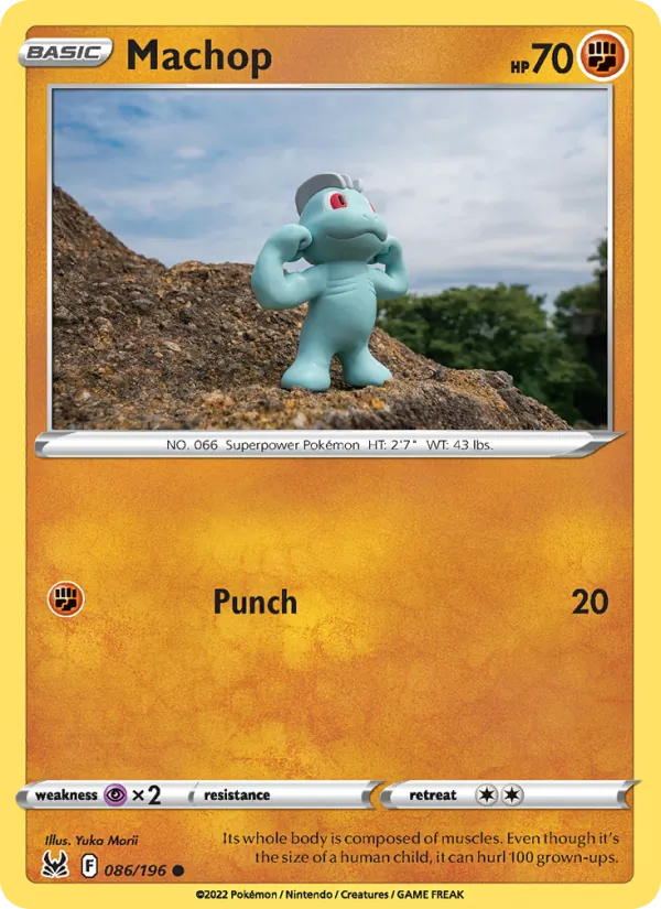 Machop Reverse Holo 086/196 Lost Origin Pokémon Card