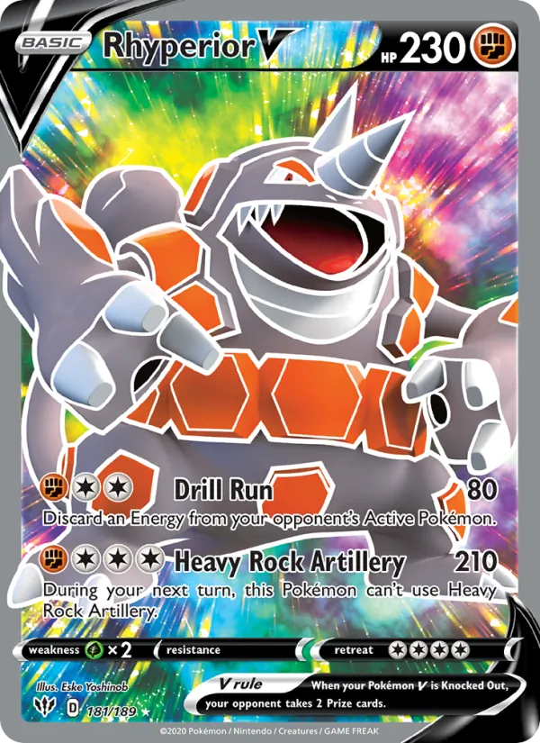 Rhyperior V Holo 181/189 Darkness Ablaze Pokémon Card