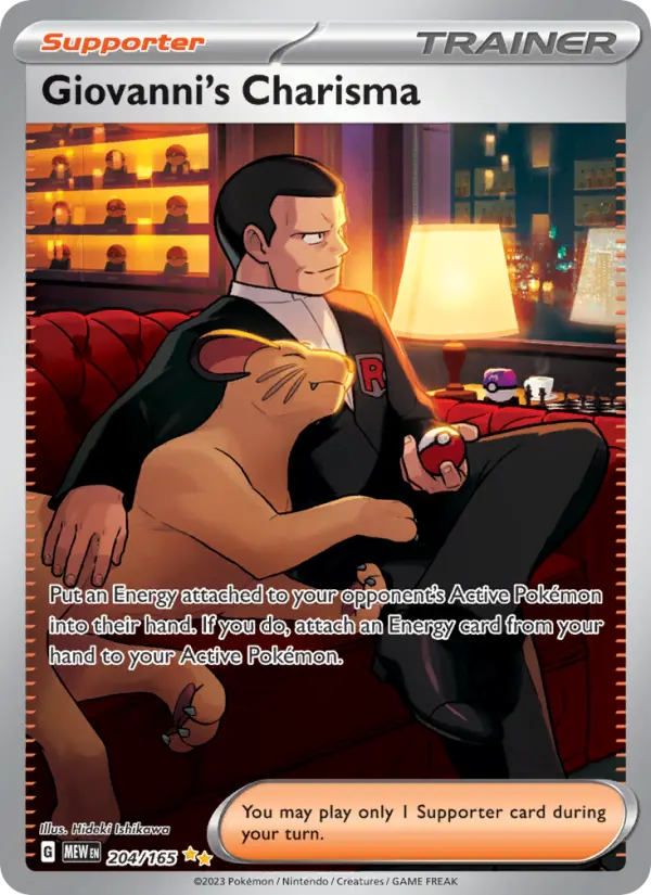 Giovanni's Charisma Holo 204/165 151 Pokémon Card