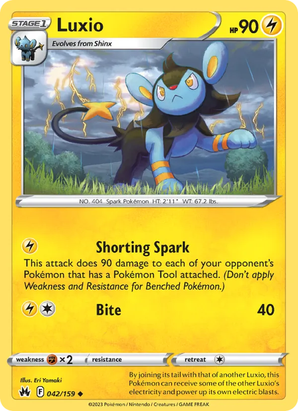 Luxio Reverse Holo 042/159 Crown Zenith Pokémon Card