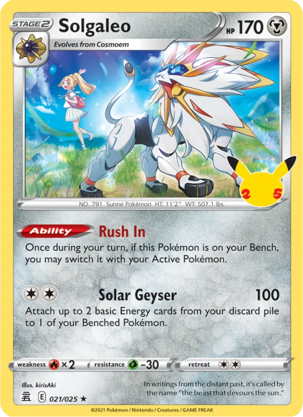 Solgaleo Holo 021/25 Celebrations Pokémon Card