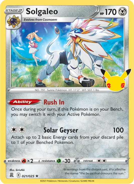 Solgaleo Holo 021/25 Celebrations Pokémon Card