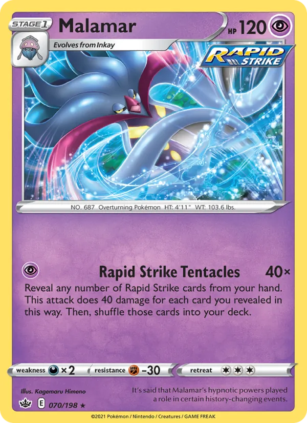 Malamar Reverse Holo 070/198 Chilling Reign Pokémon Card